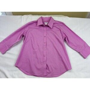Lady Hathaway 3/4 Sleeve purple  Button Down Blouse Size L